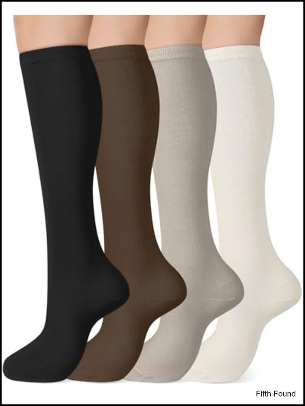 Knee High Socks for Women 4 Pairs Cotton Long Dress Socks